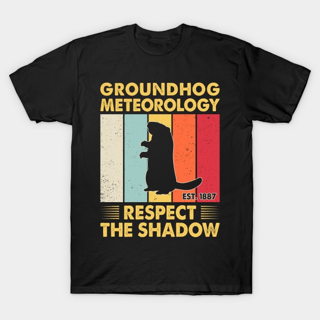 Groundhog Meteorology Respect The Shadow Gift Groundhog Day T-Shirt by AnnetteNortonDesign